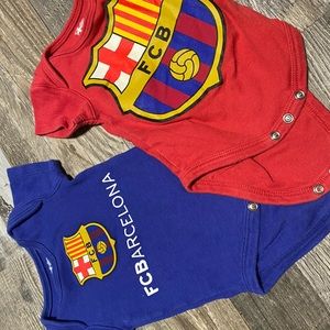 3 FC Barcelona onesies 0/3 mos